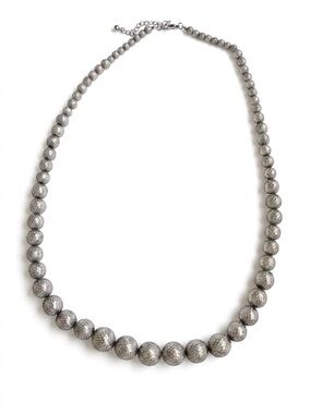 Chico’s Silver Textured Honeycomb Ball Beaded Layering Statement Necklace
